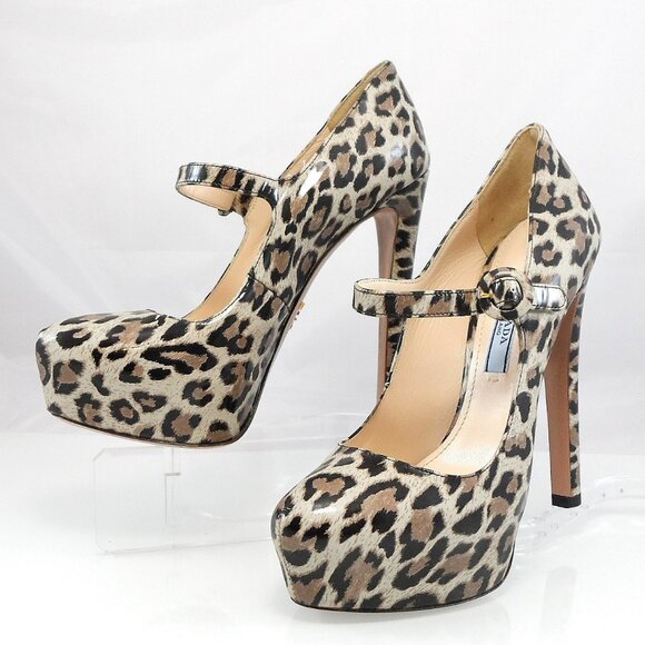NIB$790 PRADA Vintage Collection Mary Jane Leopard Print Platform Pump Heels 36 - Picture 6 of 12